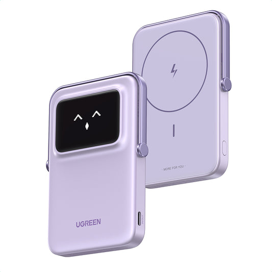 Externí bezdrátová baterie UGREEN PB571 Uno, 5000mAh, 20W, PD + FQI, 1 x QI - 1 x USB-C, Fialová