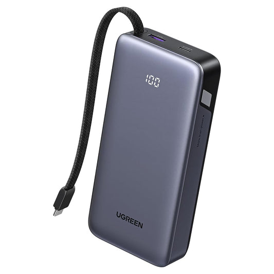 Externí baterie UGREEN PB536 (55988B), 20000mAh, 45W, QC + PD, 1 x USB-A - 2 x USB-C, šedá