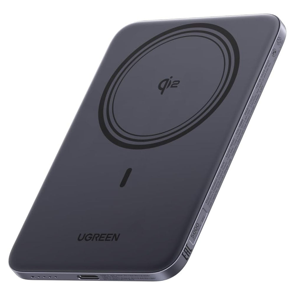 Bezdrátová externí baterie UGREEN PB580 (75984B), 5000mAh, 15W, PD + FQI, 1 x QI - 1 x USB-C, Šedá