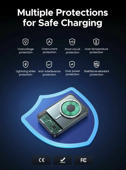 Externí bezdrátová baterie UGREEN PB562, 10000mAh, 20W, PD + FQI, 1 x QI - 1 x USB-C, Černá