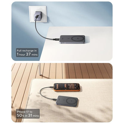 Bezdrátová externí baterie UGREEN PB580 (75984B), 5000mAh, 15W, PD + FQI, 1 x QI - 1 x USB-C, Šedá