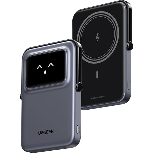 Externí bezdrátová baterie UGREEN PB571 Uno, 5000mAh, 20W, PD + FQI, 1 x QI - 1 x USB-C, šedá