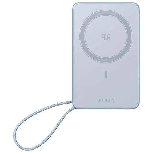 Bezdrátová externí baterie UGREEN MagFlow PB773 (65958B), 10000mAh, 25W, PD + FQI, 1 x QI - 2 x USB-C, modrá