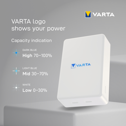 Externí bezdrátová baterie Varta Mag Pro, 10000mAh, 20W, 1 x QI - 2 x USB-C, Bílá
