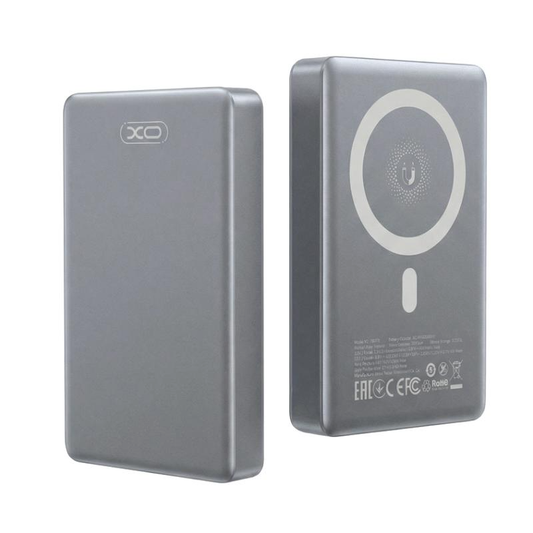 Bezdrátová externí baterie XO Design PR294, 10000mAh, 20W, PD + FQI, 1 x QI - 1 x USB-C, šedá