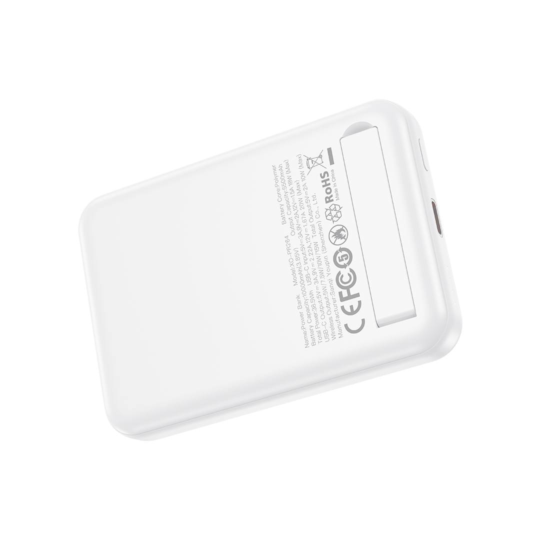 Bezdrátová externí baterie XO Design PR264, 10000mAh, 20W, PD + FQI, 1 x USB-C, Bílá