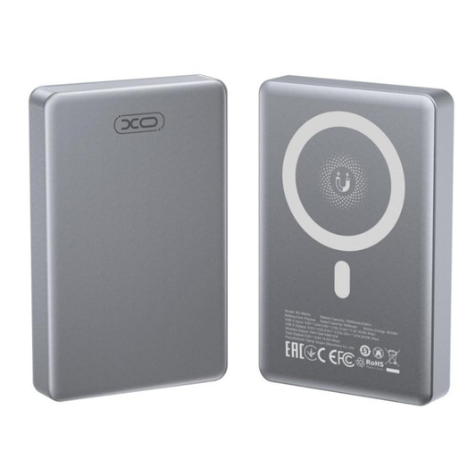 Bezdrátová externí baterie XO Design PR294, 10000mAh, 20W, PD + FQI, 1 x QI - 1 x USB-C, šedá
