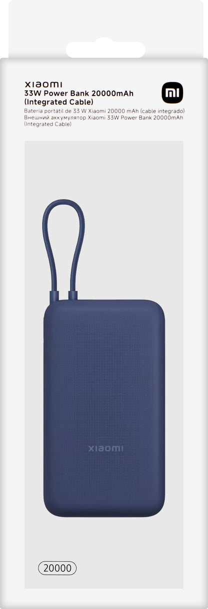 Externí baterie Xiaomi, 20000mAh, 33W, QC + PD, 1 x USB-A - 2 x USB-C, Modrá BHR8975GL