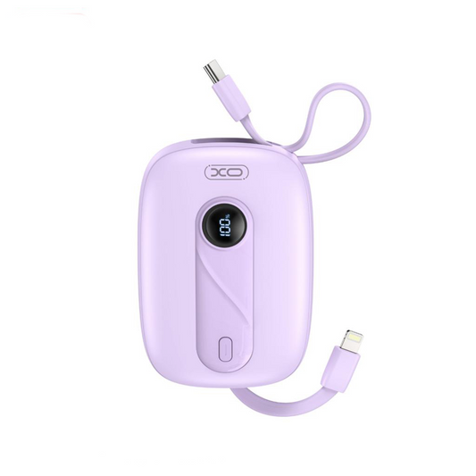 Externí baterie XO Design PR246, 10000mAh, 22.5W, PD, 1 x Lightning - 2 x USB-C, Fialová