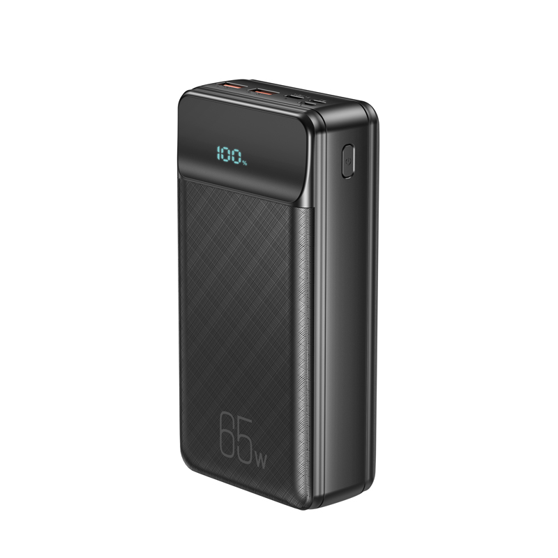 Externí baterie XO Design PR201, 30000mAh, 65W, QC + PD, 1 x USB-C - 2 x USB-A, Černá
