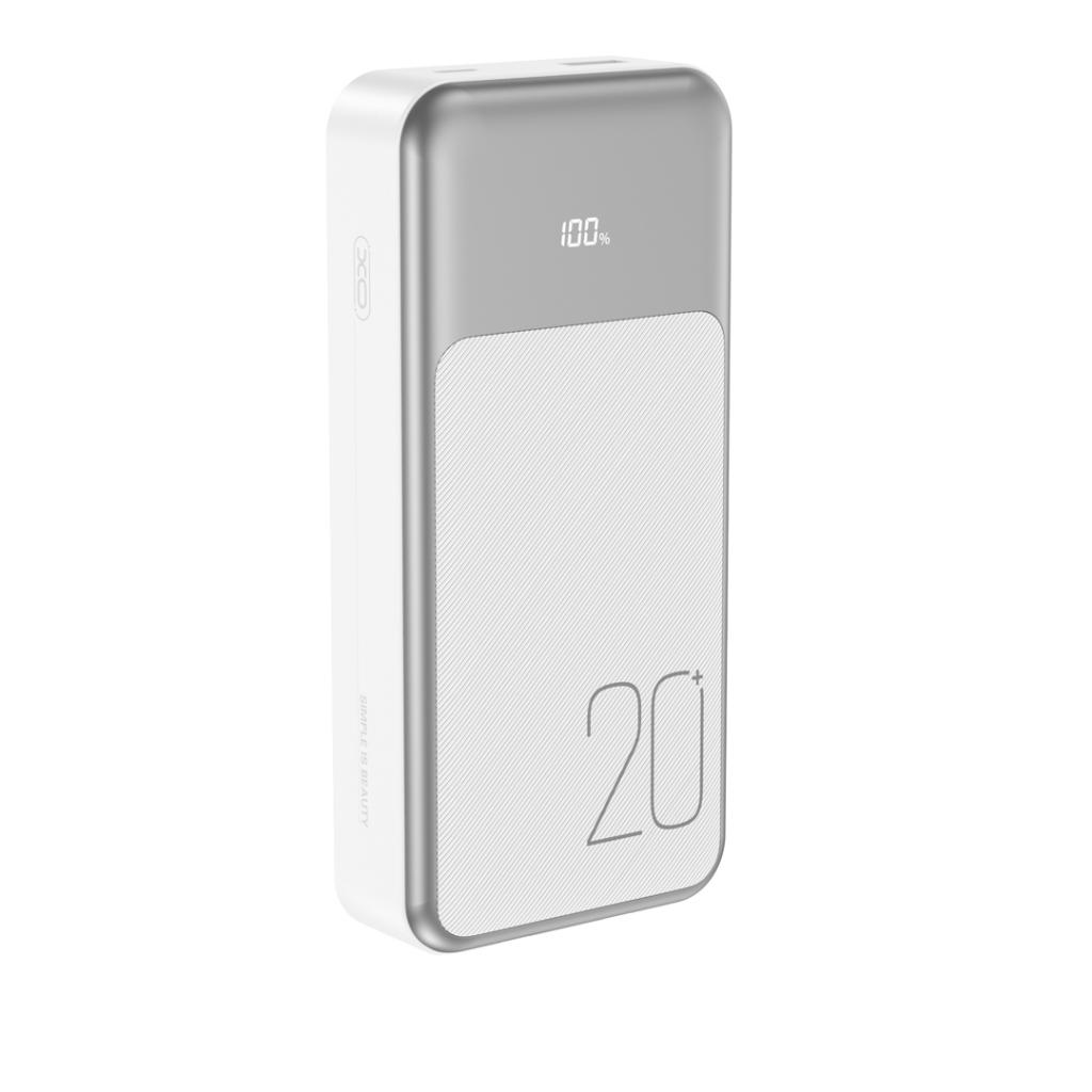 Externí baterie XO Design PR249, 20000mAh, 22.5W, QC + PD, 1 x Lightning - 1 x USB-A - 2 x USB-C, Bílá