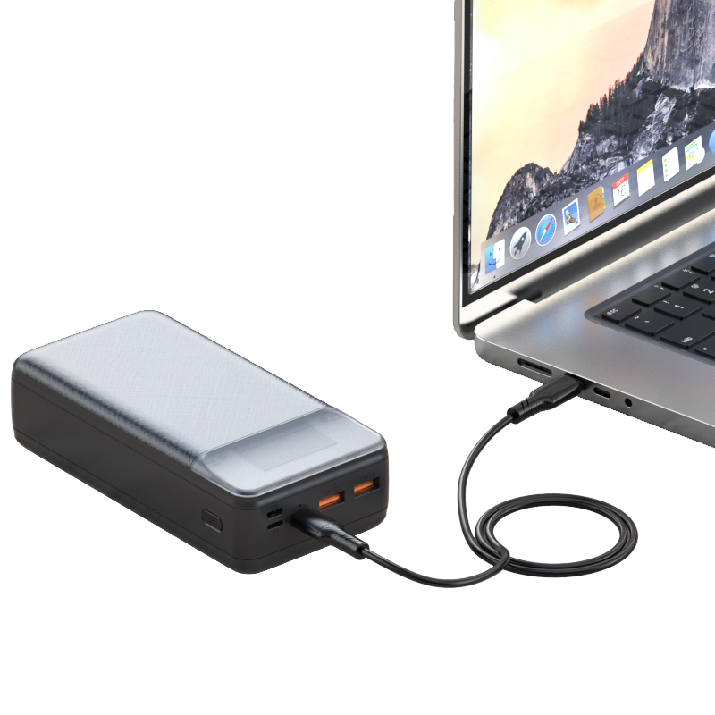 Externí baterie XO Design PR201, 30000mAh, 65W, QC + PD, 1 x USB-C - 2 x USB-A, Černá