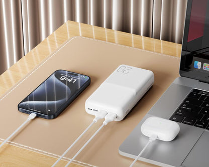 Externí baterie XO Design PR252, 20000mAh, 10W, 2 x USB-A, Černá