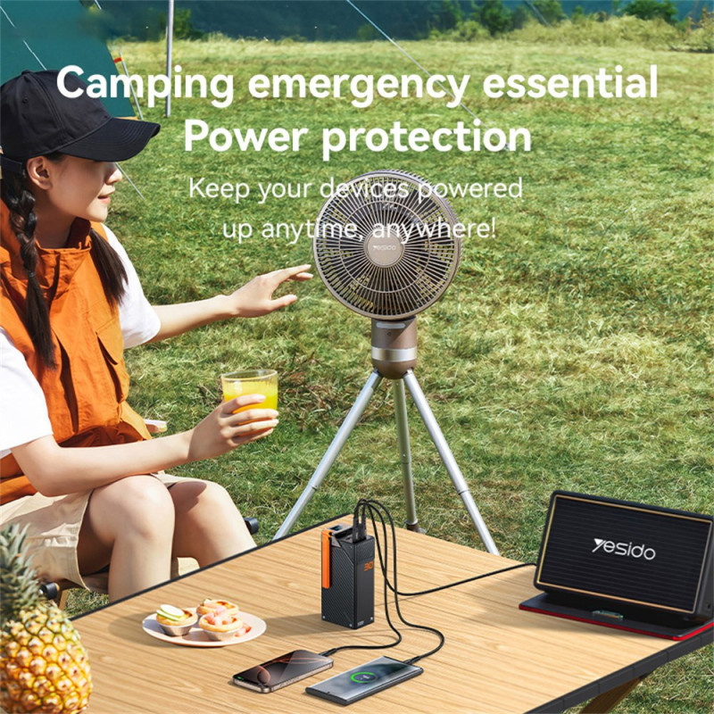 Externí baterie Yesido YP62, 30000mAh, 22.5W, QC + PD, 2 x USB-A - 2 x USB-C, černá