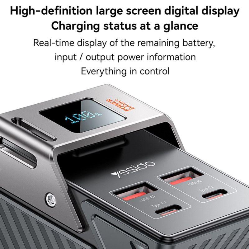 Externí baterie Yesido YP62, 30000mAh, 22.5W, QC + PD, 2 x USB-A - 2 x USB-C, černá
