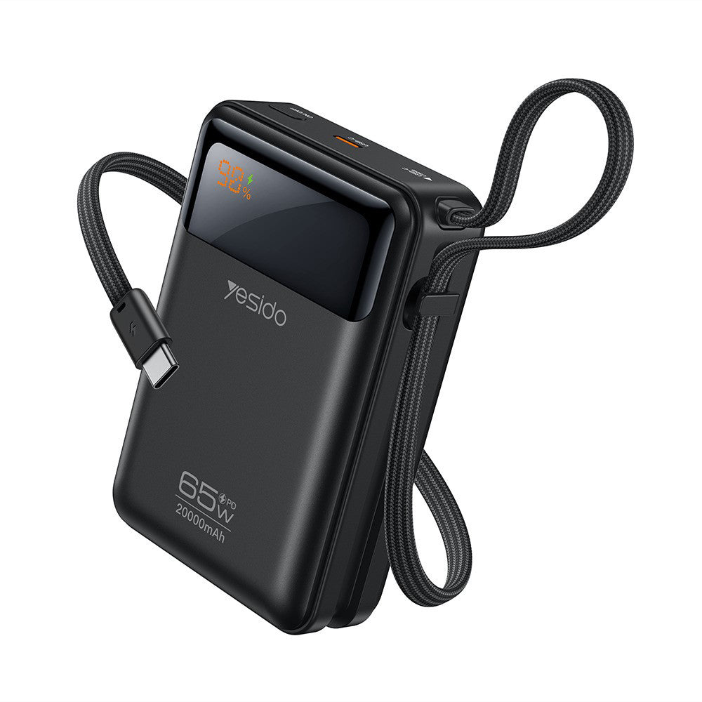 Externí baterie Yesido YP97, 20000mAh, 65W, PD, 2 x USB-C, šedá