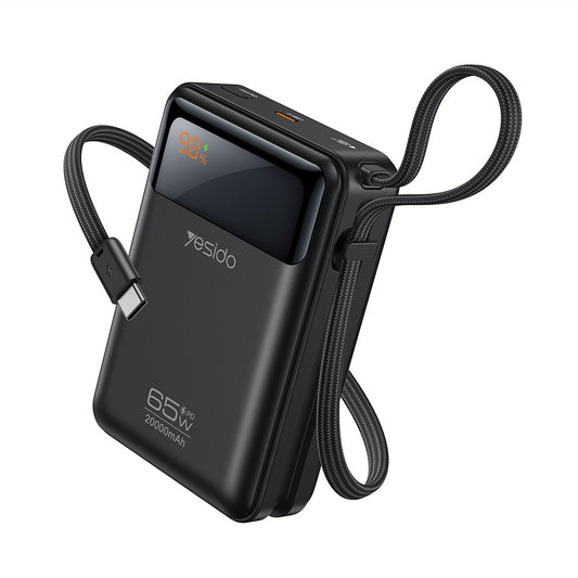 Externí baterie Yesido YP97, 20000mAh, 65W, PD, 2 x USB-C, šedá