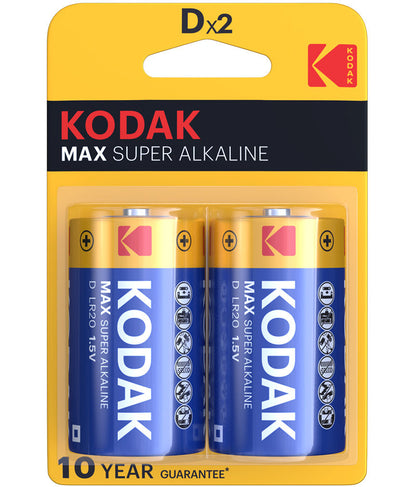 Baterie Kodak Max Alkaline, LR20, Sada 2 kusy