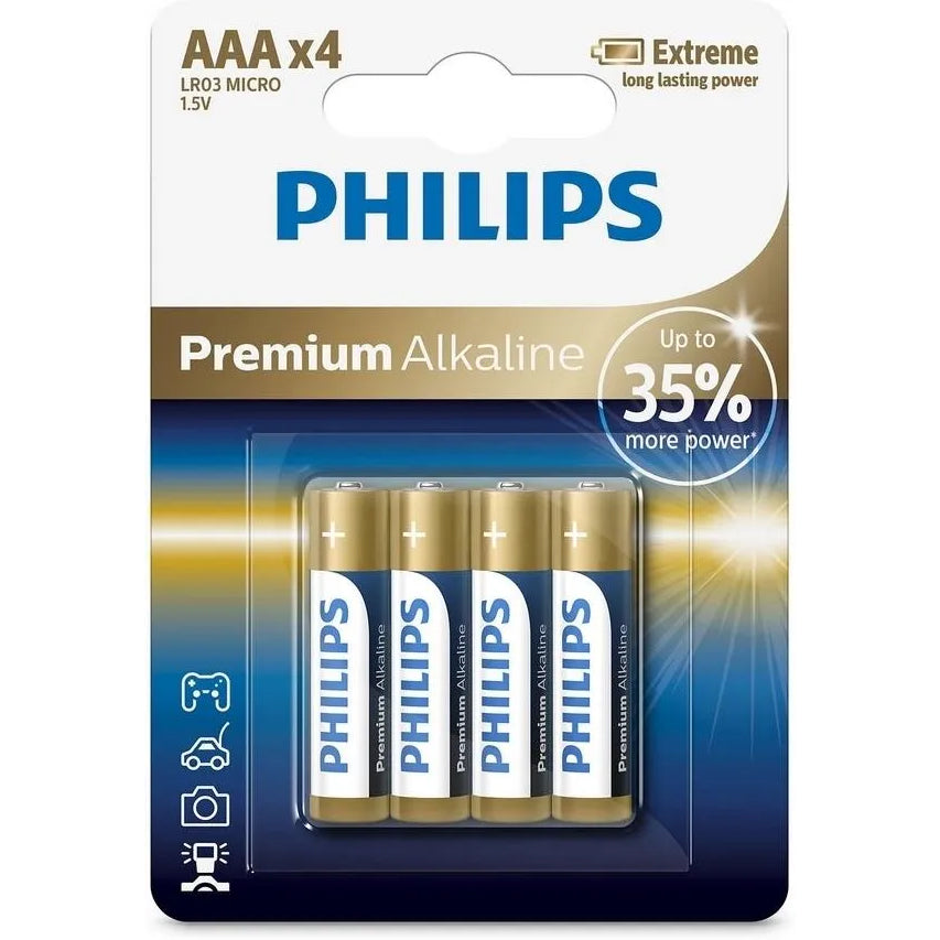 Baterie Philips Premium, AAA / LR3, Sada 4 kusů Phil-LR03M4B/10