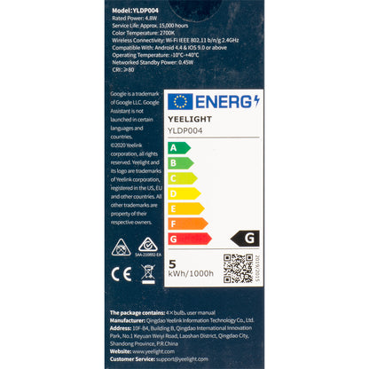 LED žárovka Yeelight W1, Wi-Fi, GU10, 4.8W, 2700K, 350lm, Sada 4 kusy YLDP004