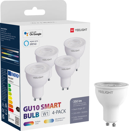 LED žárovka Yeelight W1, Wi-Fi, GU10, 4.5W, 2700K - 6500K, 350lm, Sada 4 kusy, Multicolor YLDP004-A