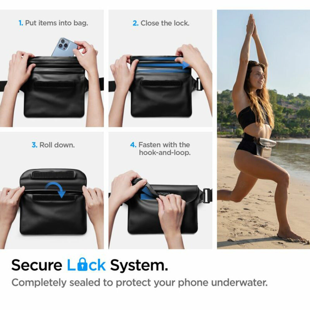 Vodotěsná taška Spigen Aqua Shield, Univerzální, Černá AMP04532