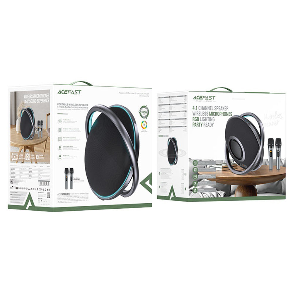 Bluetooth reproduktor Acefast Karaoke K5 Max, 350W, TWS, RGB, vodotěsný, černý