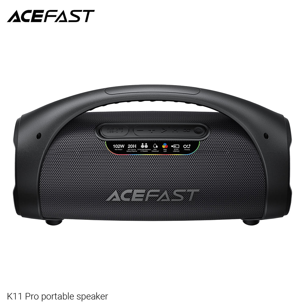 Přenosný Bluetooth reproduktor Acefast K11 Pro, 102W, RGB, TWS, vodotěsný, černý