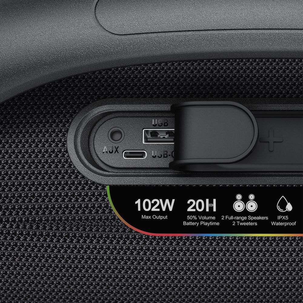 Přenosný Bluetooth reproduktor Acefast K11 Pro, 102W, RGB, TWS, vodotěsný, černý