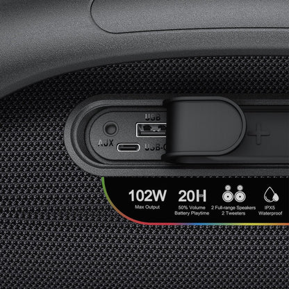 Přenosný Bluetooth reproduktor Acefast K11 Pro, 102W, RGB, TWS, vodotěsný, černý