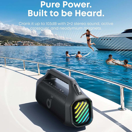 Přenosný Bluetooth reproduktor Anker SoundCore Boom 2 Pro, 140W, TWS, RGB, vodotěsný, černý A3134A11