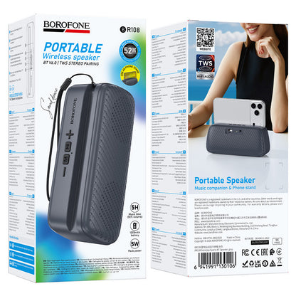 Přenosný Bluetooth reproduktor Borofone BR108 Serenjoy, 5 W, TWS, šedý