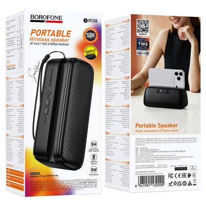 Přenosný Bluetooth reproduktor Borofone BR108 Serenjoy, 5 W, TWS, černý