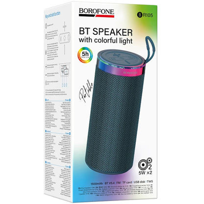Přenosný Bluetooth reproduktor Borofone BR105 Loud, 10W, TWS, RGB, tmavě modrý