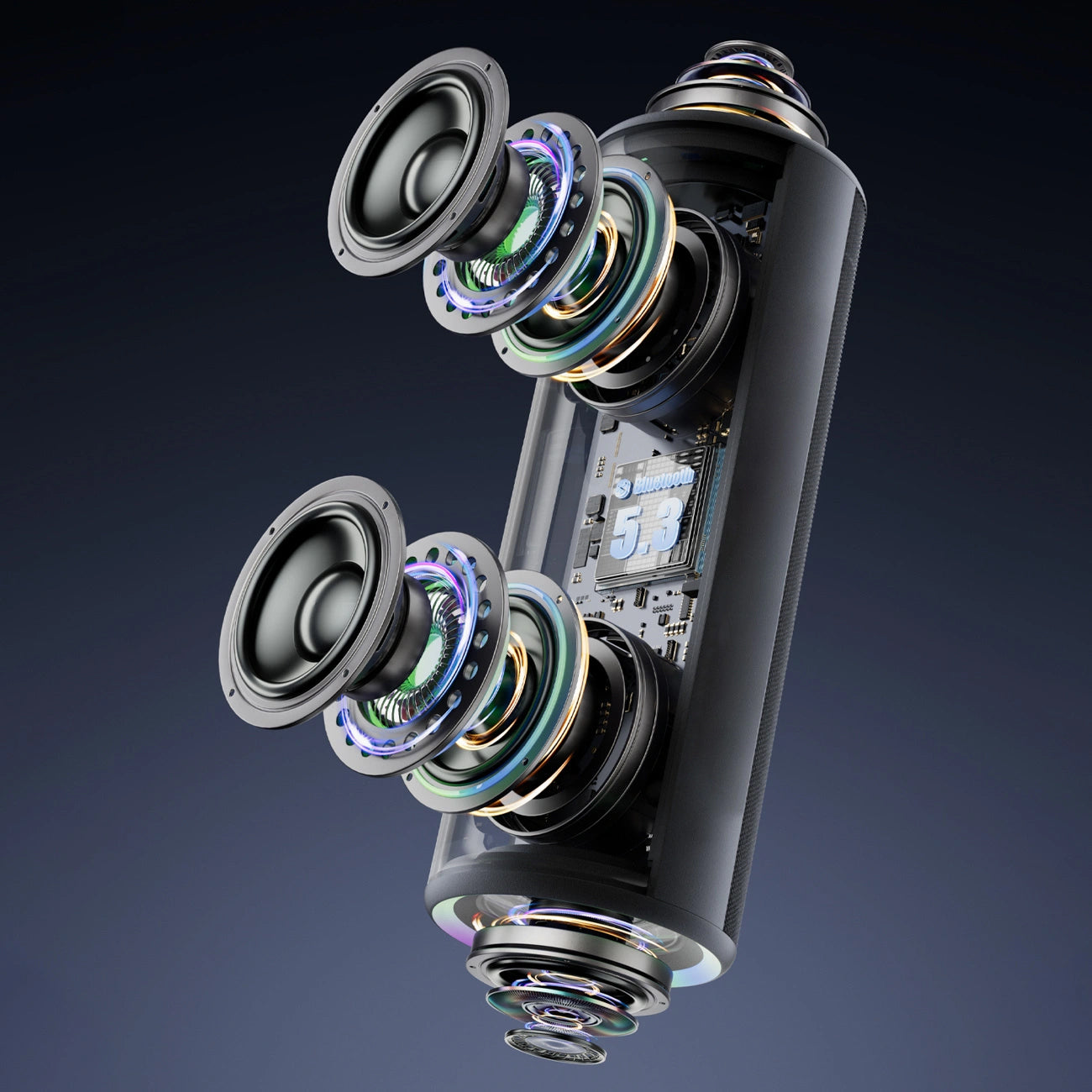 Přenosný Bluetooth reproduktor Dudao Y21, 2 x 5W, TWS, RGB, černý