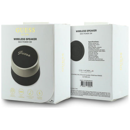 Přenosný Bluetooth reproduktor Guess Script Metal Logo, 5W, TWS, černý