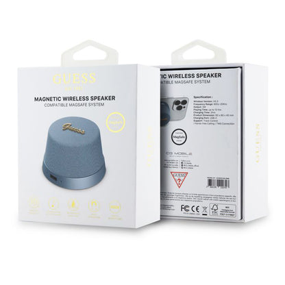 Přenosný Bluetooth reproduktor Guess Stand Magnetic Script Metal, 3W, Modrý