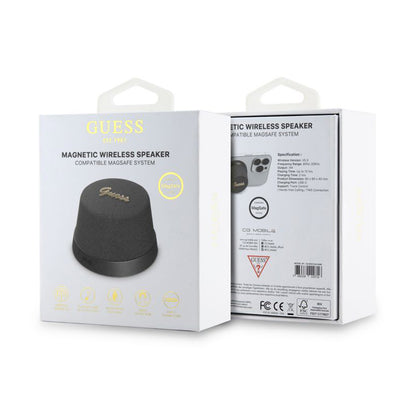 Přenosný Bluetooth reproduktor Guess Stand Magnetic Script Metal, 3W, černý