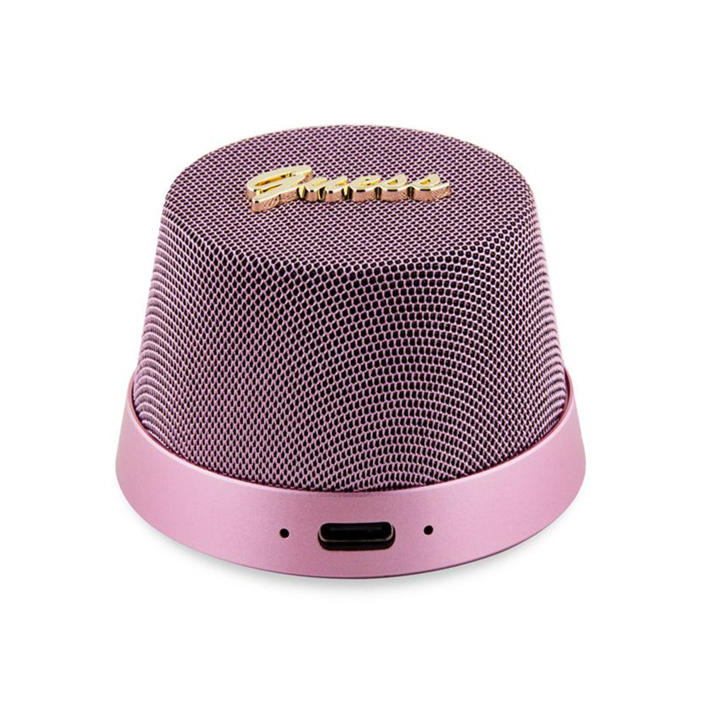 Přenosný Bluetooth reproduktor Guess Stand Magnetic Script Metal, 3W, Růžový