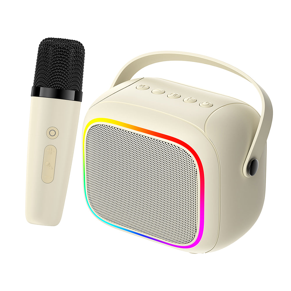 Přenosný Bluetooth reproduktor HAVIT SK818BT Karaoke, 5W, RGB, voděodolný, béžový