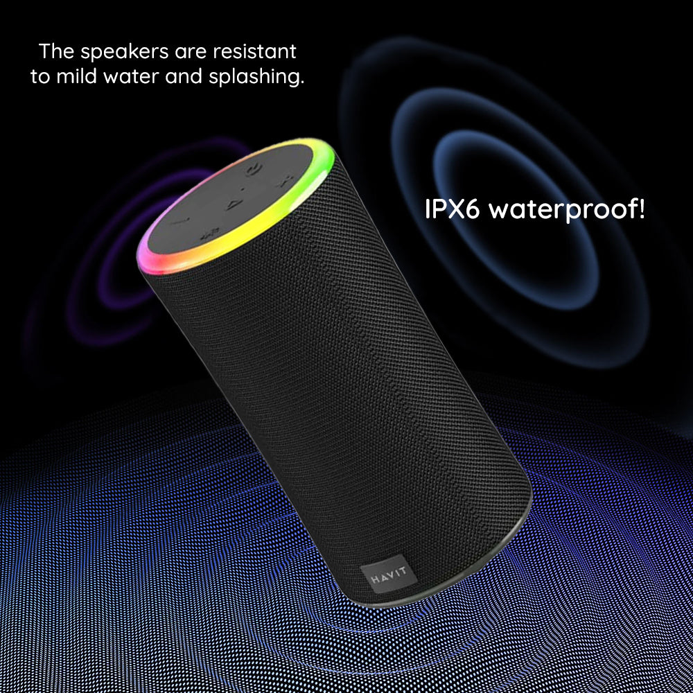 Přenosný Bluetooth reproduktor HAVIT SK833BT, 2 x 10W, RGB, voděodolný, černý