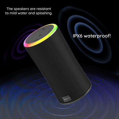 Přenosný Bluetooth reproduktor HAVIT SK833BT, 2 x 10W, RGB, voděodolný, černý