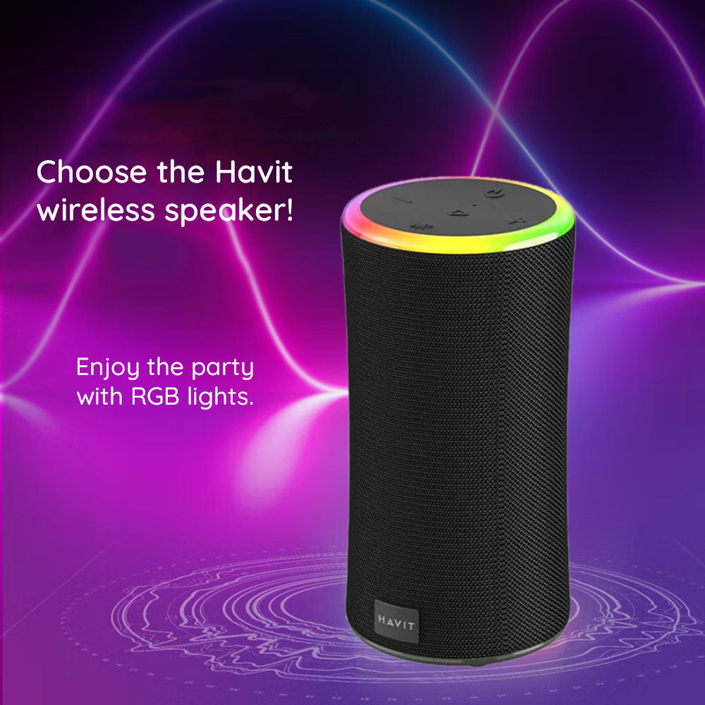 Přenosný Bluetooth reproduktor HAVIT SK833BT, 2 x 10W, RGB, voděodolný, černý