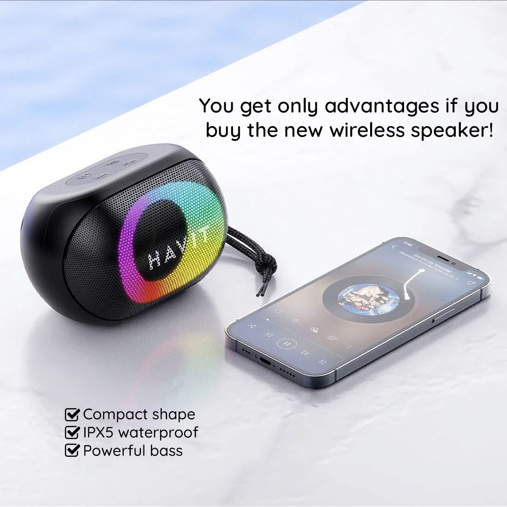 Přenosný Bluetooth reproduktor HAVIT SK885BT, 8W, RGB, voděodolný, černý