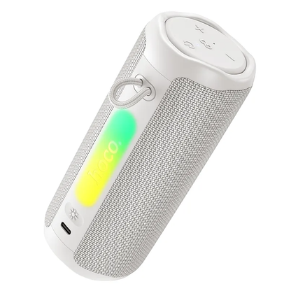 Přenosný Bluetooth reproduktor HOCO HC50, 8W, TWS, RGB, vodotěsný, bílý