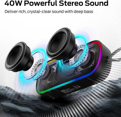 Přenosný Bluetooth reproduktor Monster S150 Plus, 40W, TWS, RGB, vodotěsný, černý