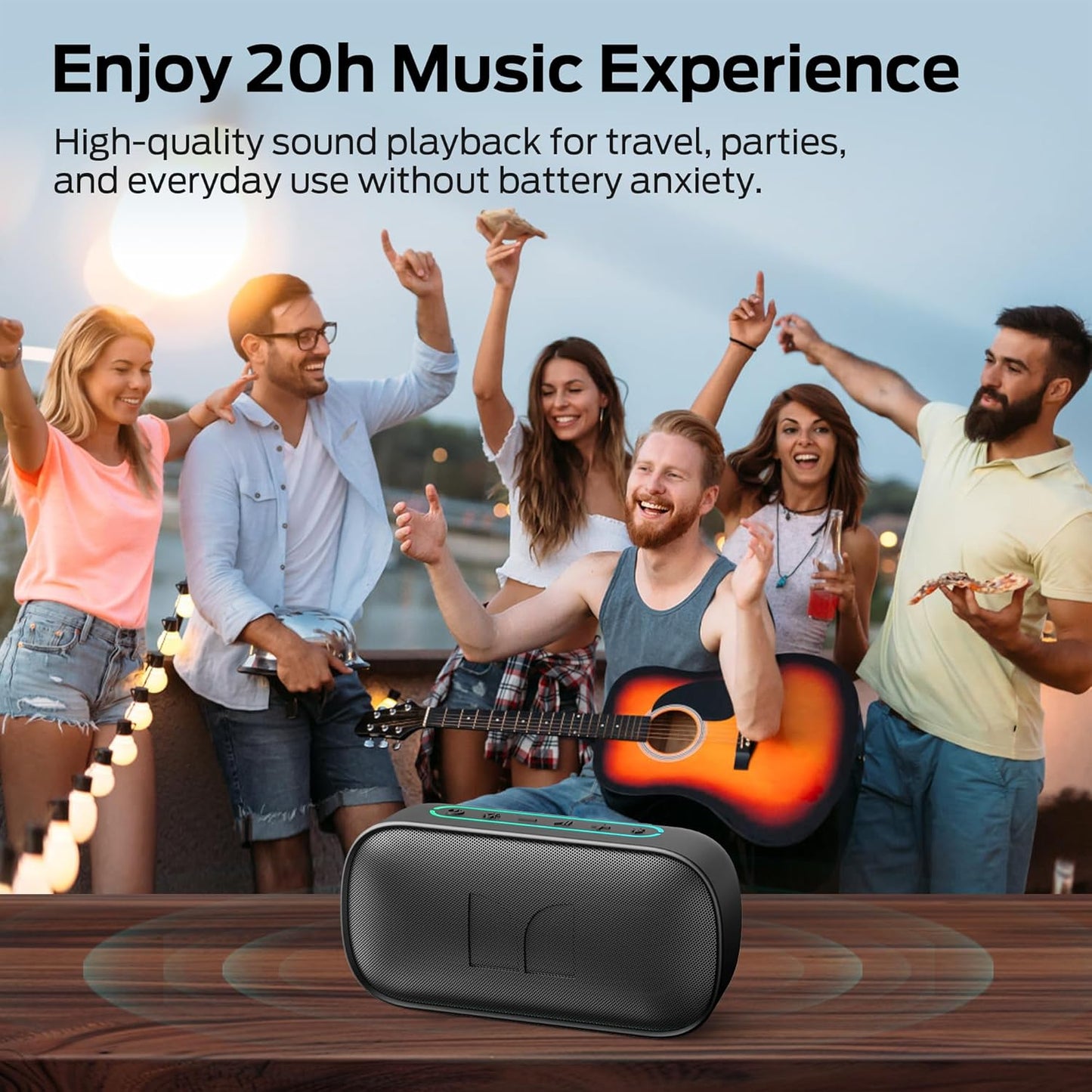 Přenosný Bluetooth reproduktor Monster S150, 14W, TWS, RGB, vodotěsný, černý