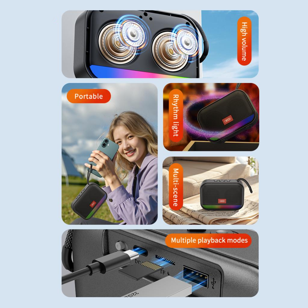 Přenosný Bluetooth reproduktor XO Design F66, 5W, RGB, černý