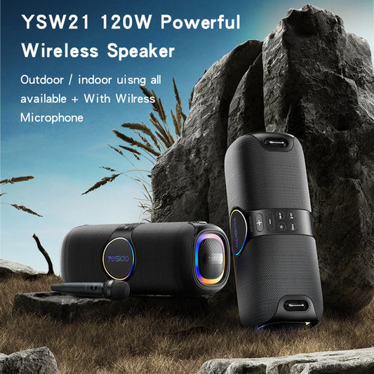 Bluetooth reproduktor Yesido YSW21 Karaoke, 120W, RGB, vodotěsný, černý