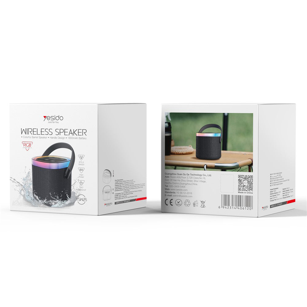 Přenosný Bluetooth reproduktor Yesido YSW25, 5W, RGB, černý